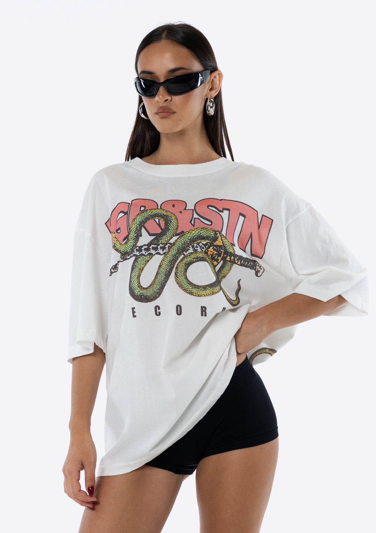 Records Oversized Tee - White